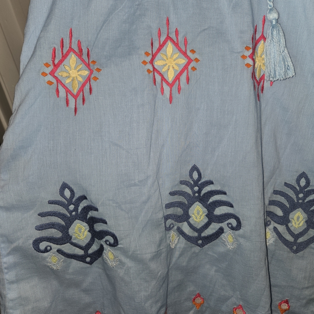 Chic Blue Embroidered Mini Dress - Picture 8 of 9